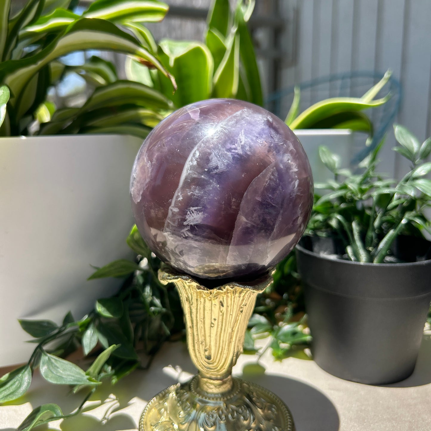 Fluorite, Purple Dendritic 82MM Sphere