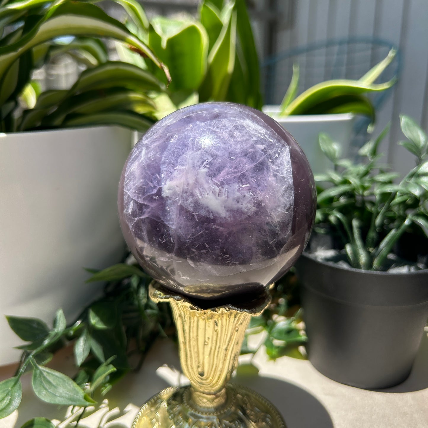 Fluorite, Purple Dendritic 82MM Sphere