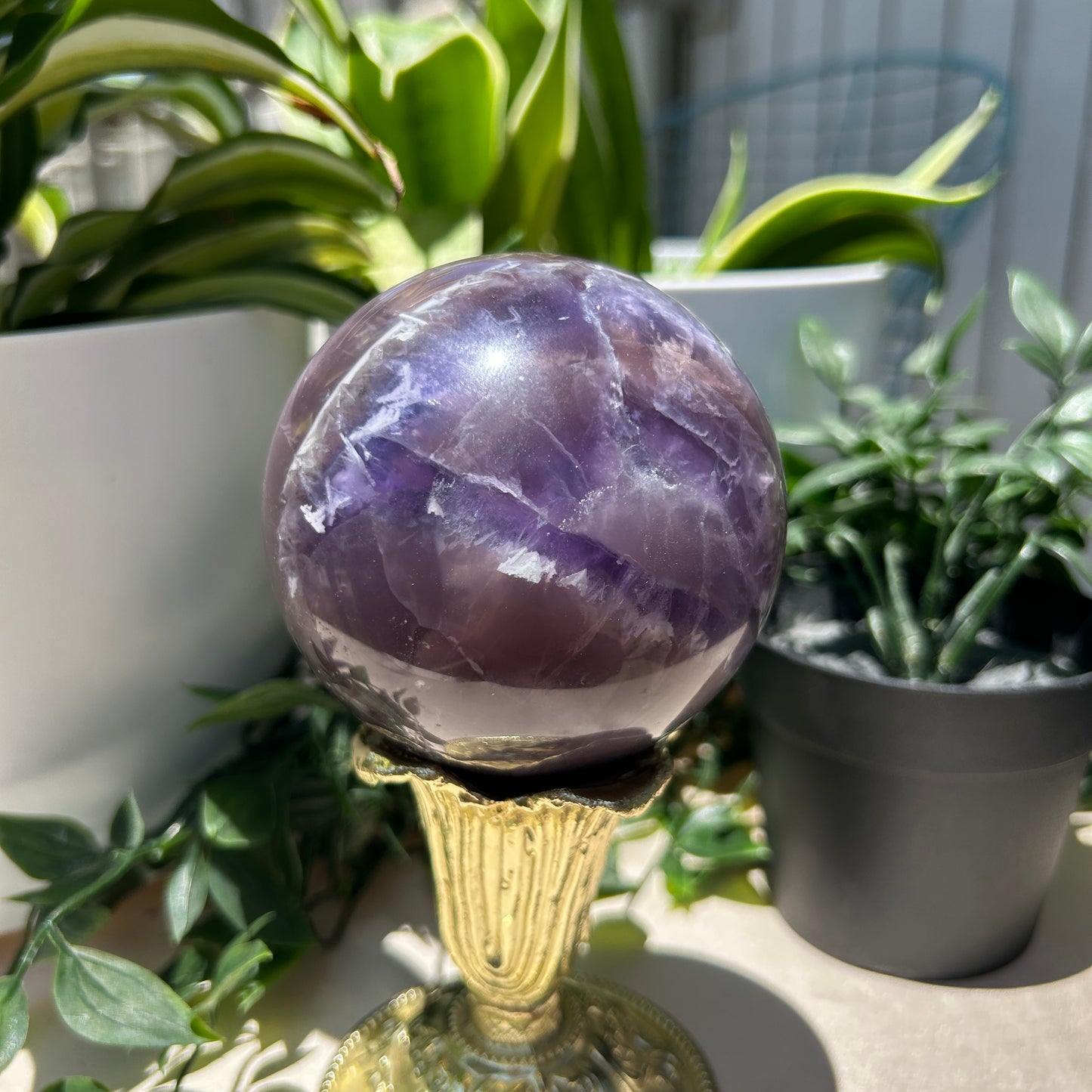 Fluorite, Purple Dendritic 82MM Sphere