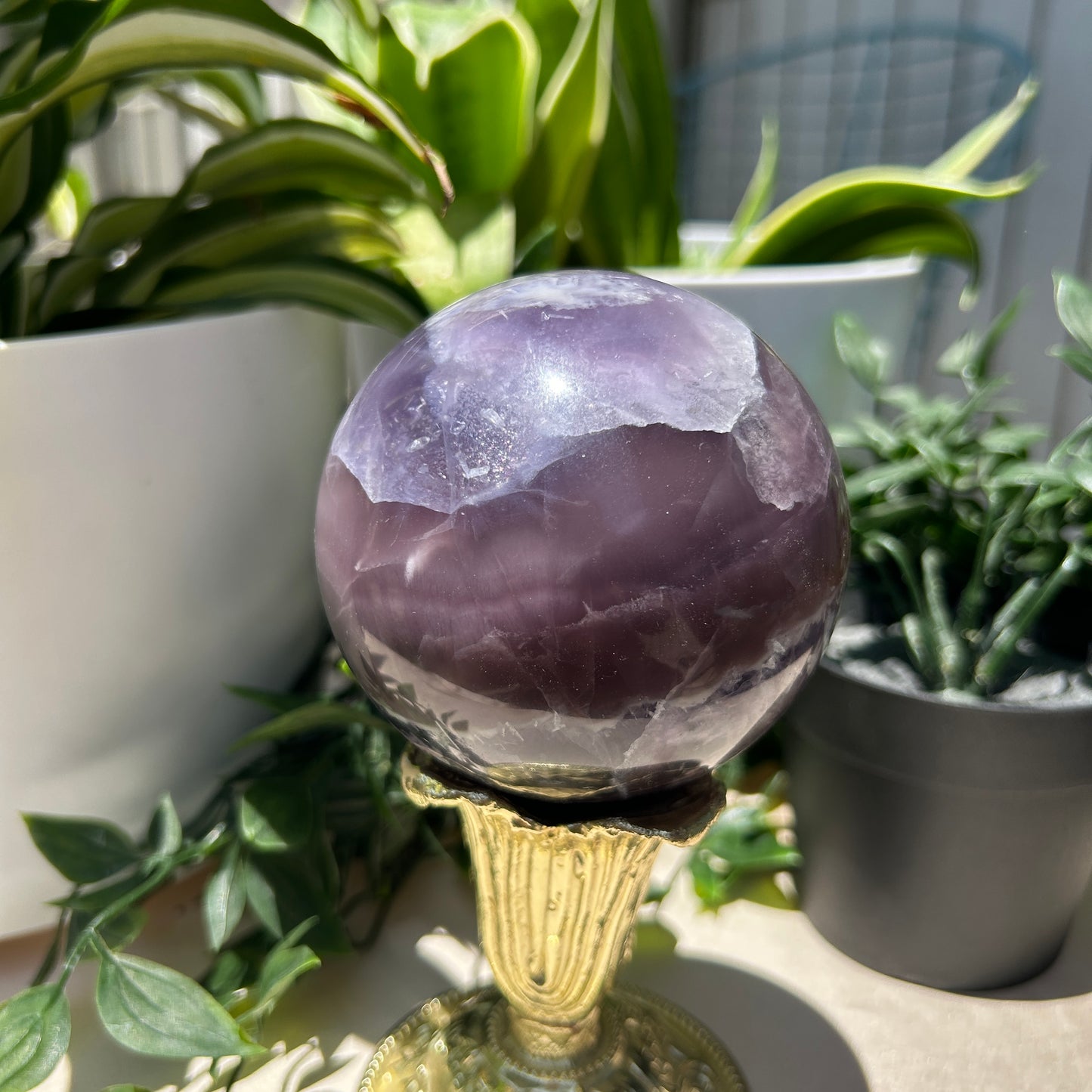 Fluorite, Purple Dendritic 82MM Sphere