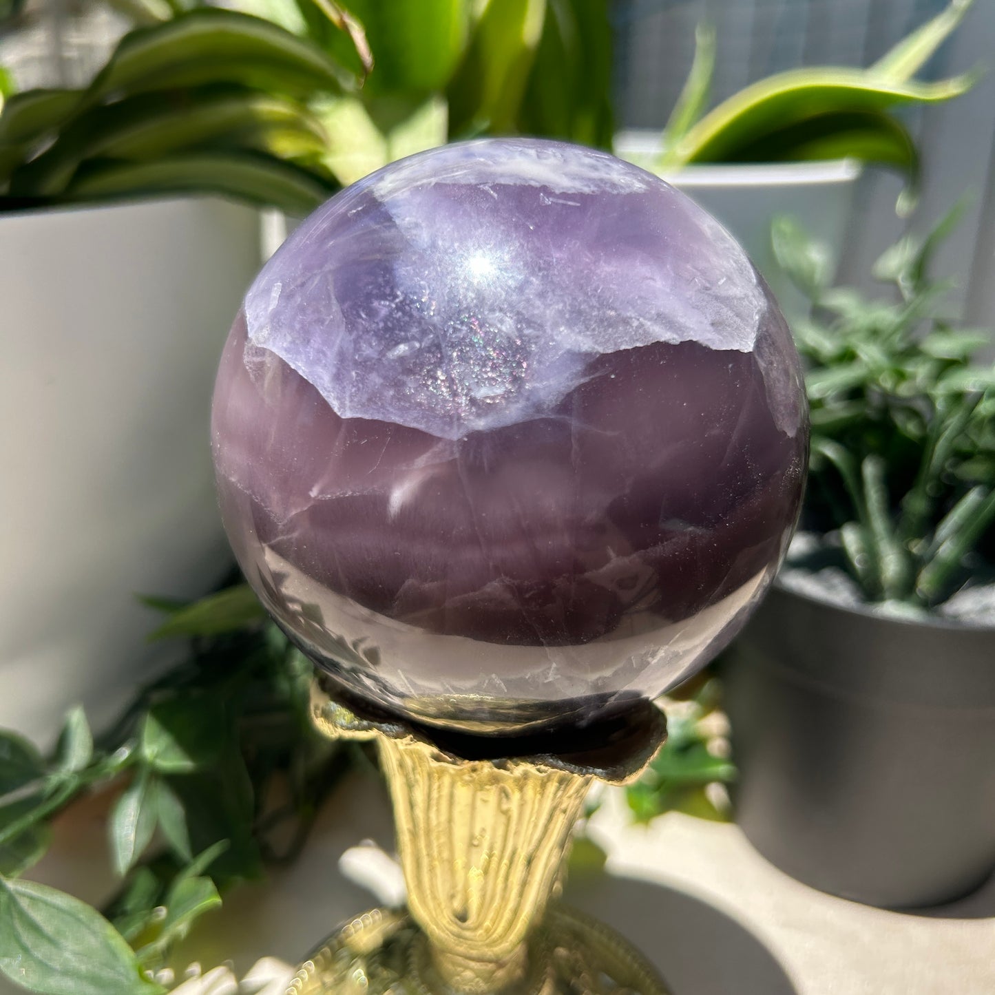 Fluorite, Purple Dendritic 82MM Sphere