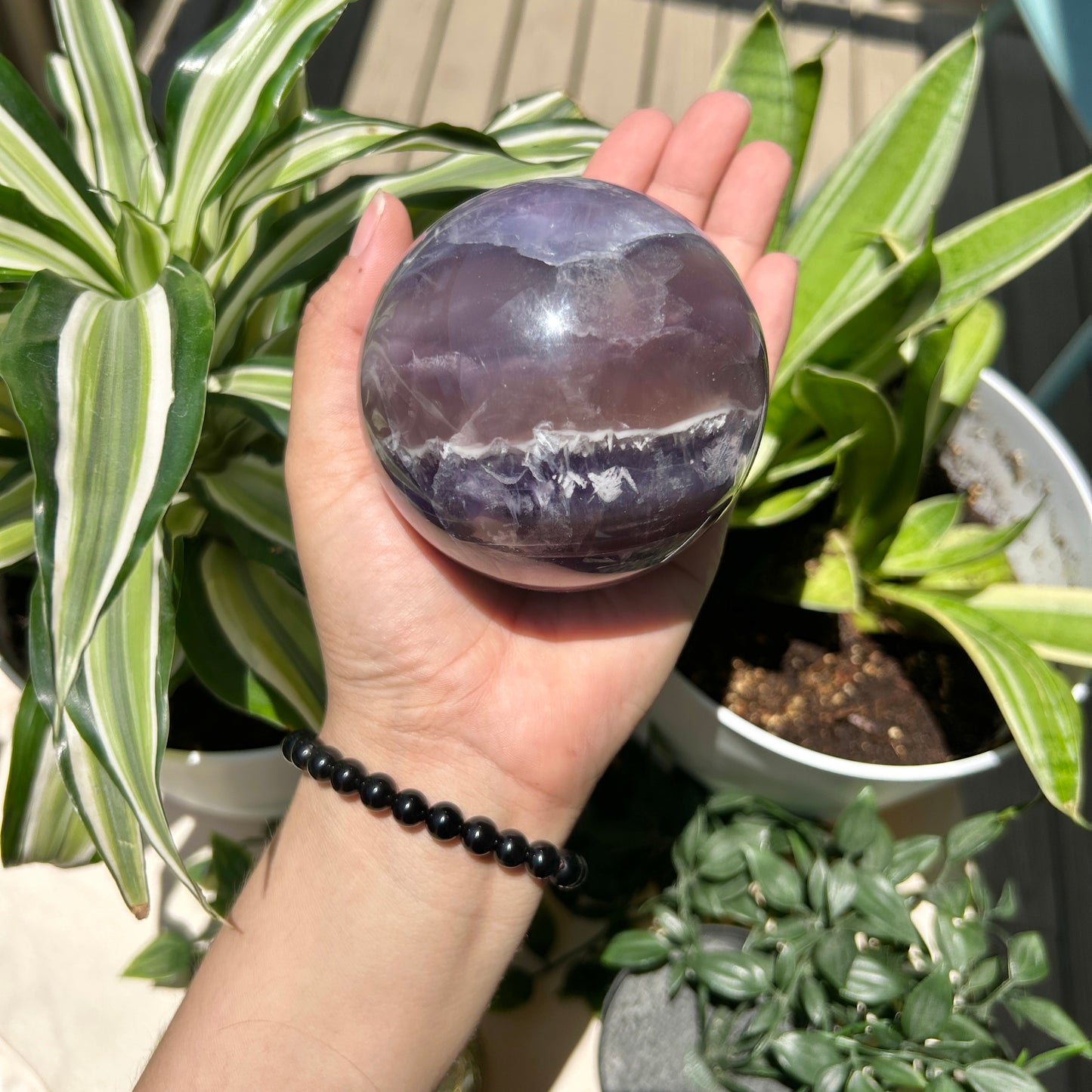 Fluorite, Purple Dendritic 82MM Sphere