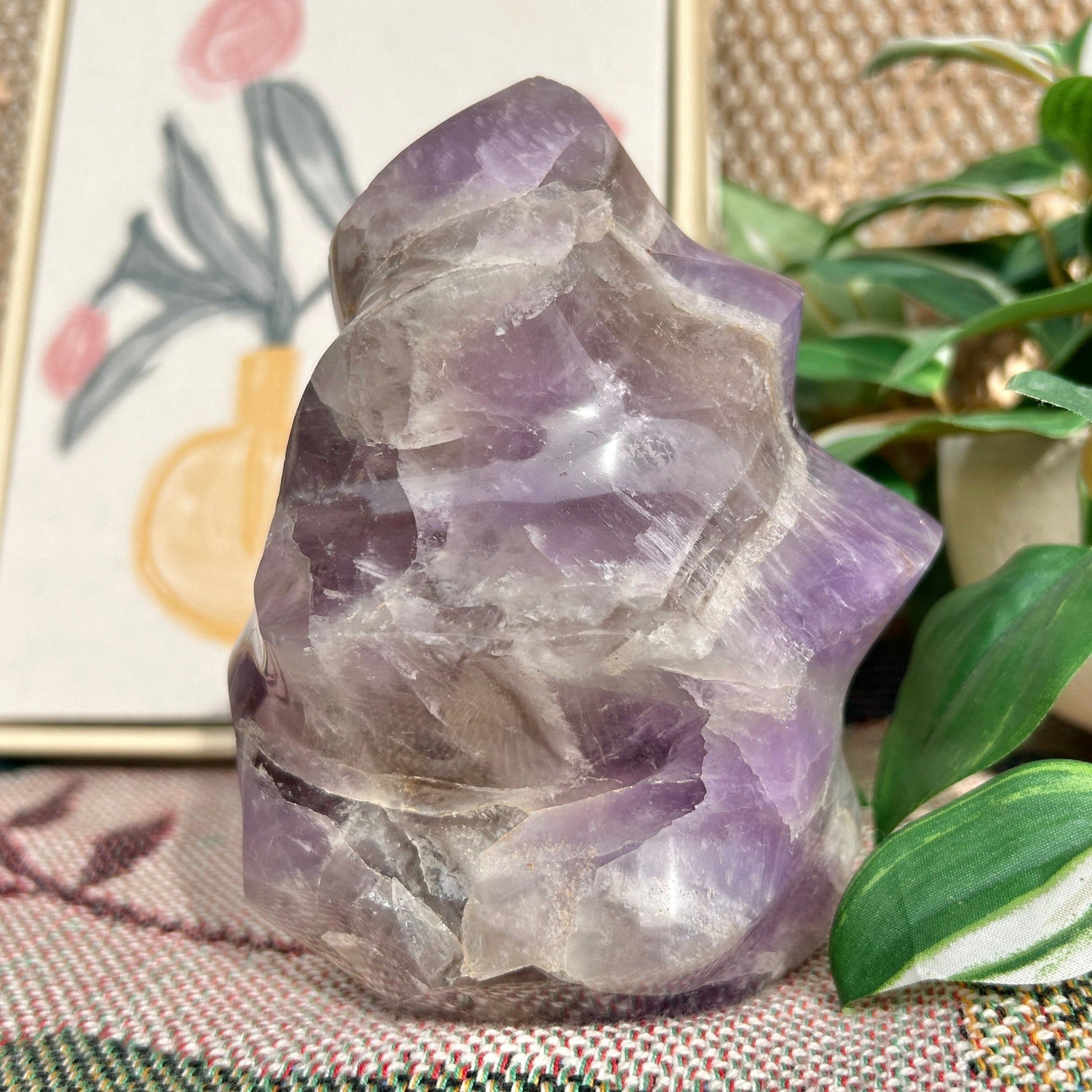 Chevron &quot;Dream&quot; Amethyst Flame Carving from Madagascar