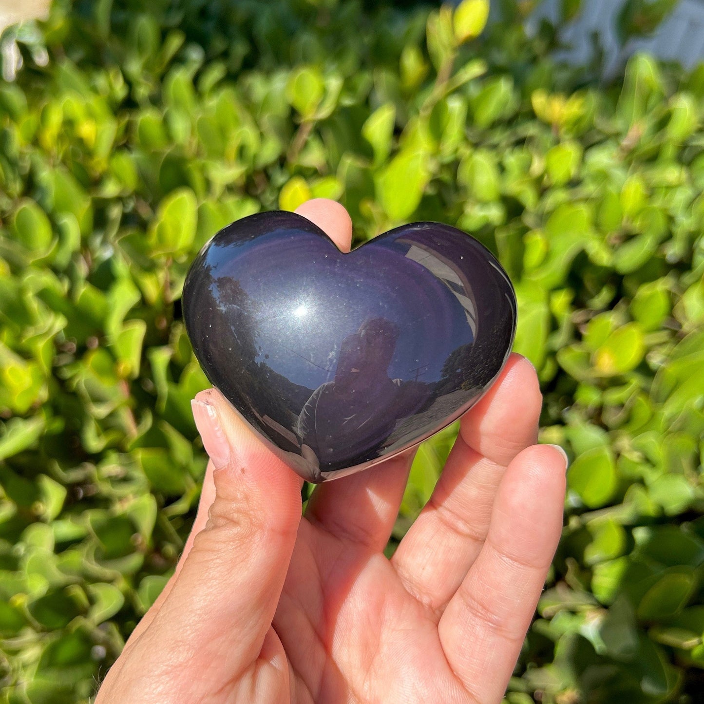 Natural Purple Sheen Obsidian Polished Heart Carving from Mexico