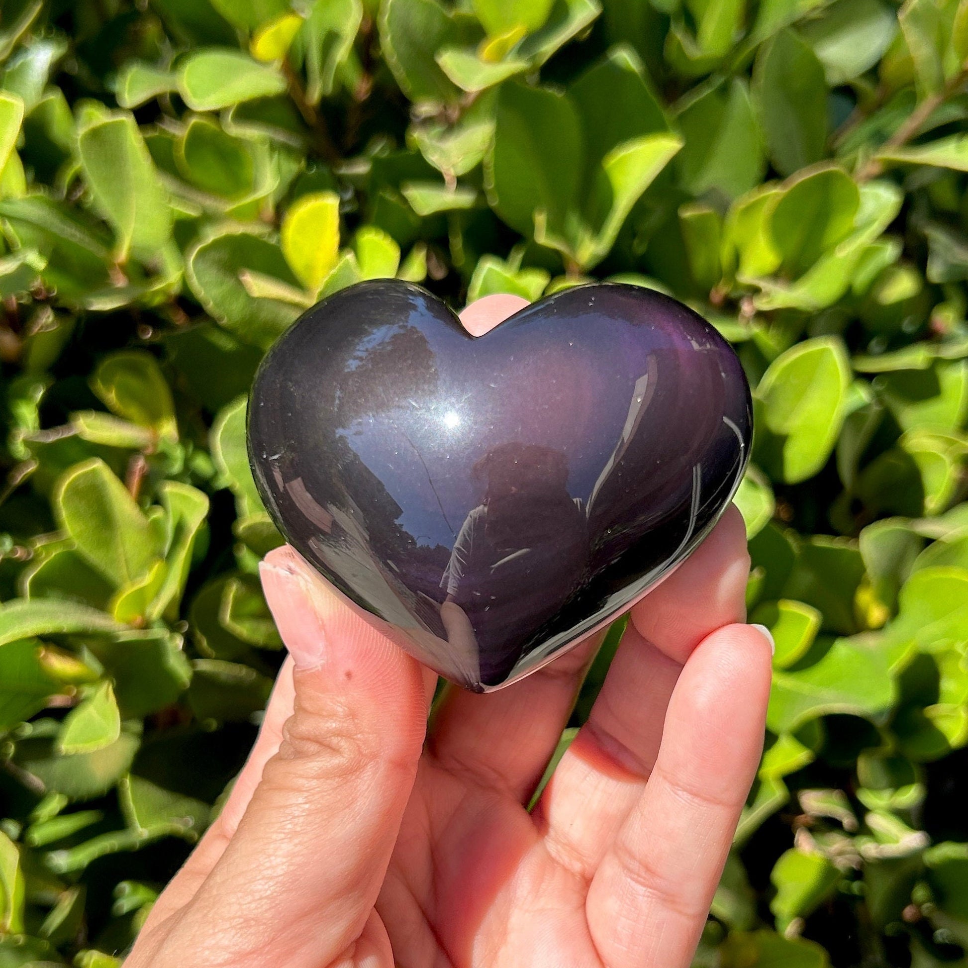 Natural Purple Sheen Obsidian Polished Heart Carving from Mexico