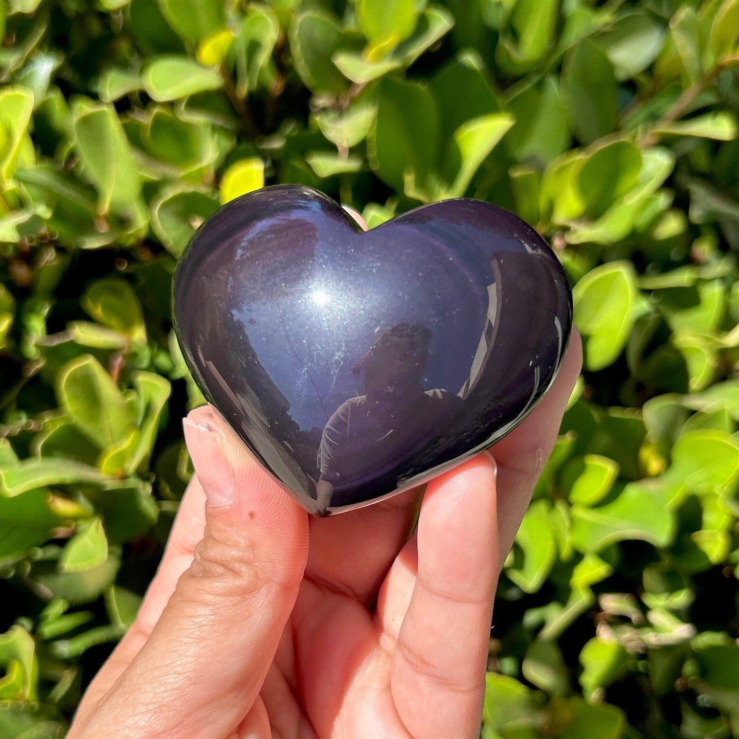 Natural Purple Sheen Obsidian Polished Heart Carving from Mexico