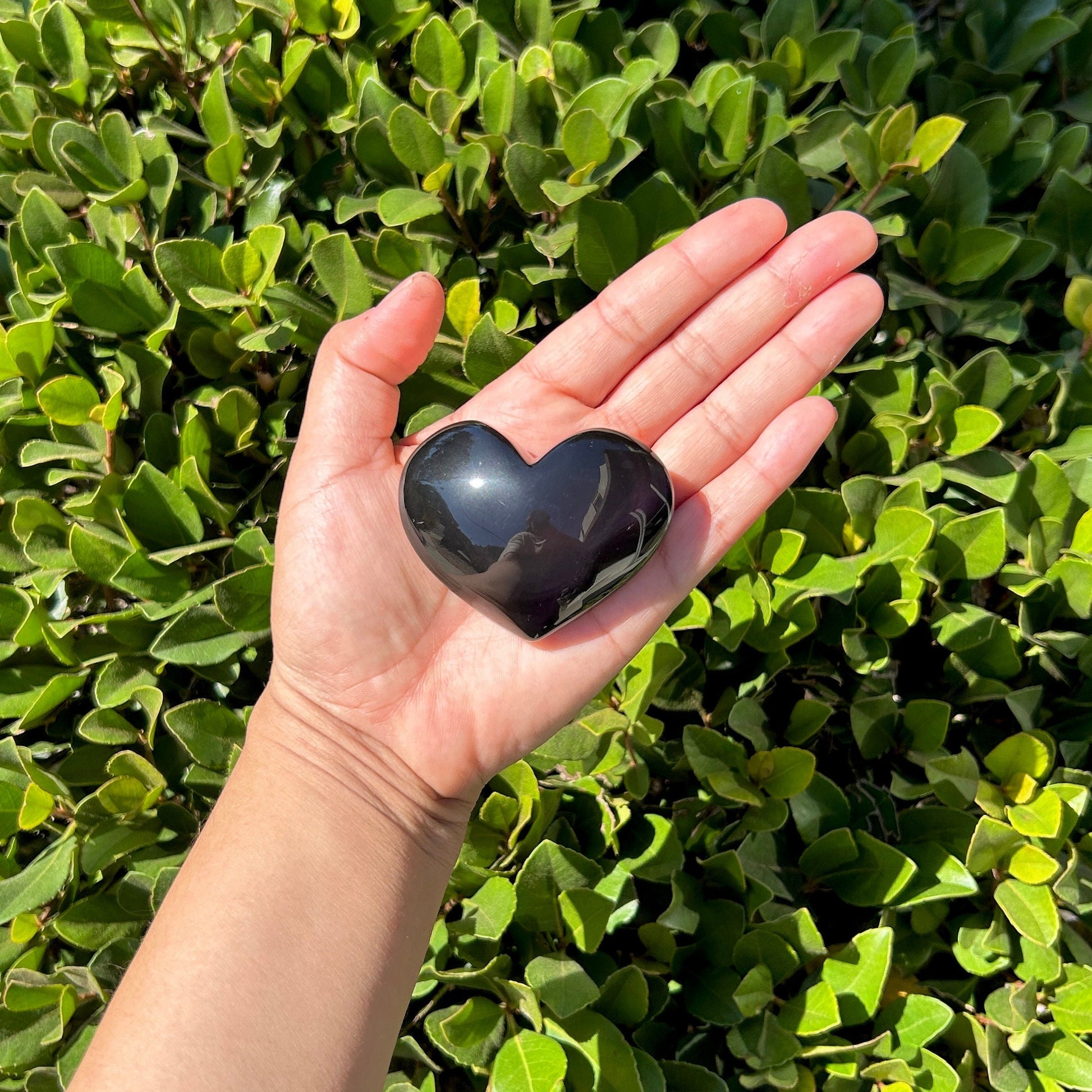 Natural Purple Sheen Obsidian Polished Heart Carving from Mexico