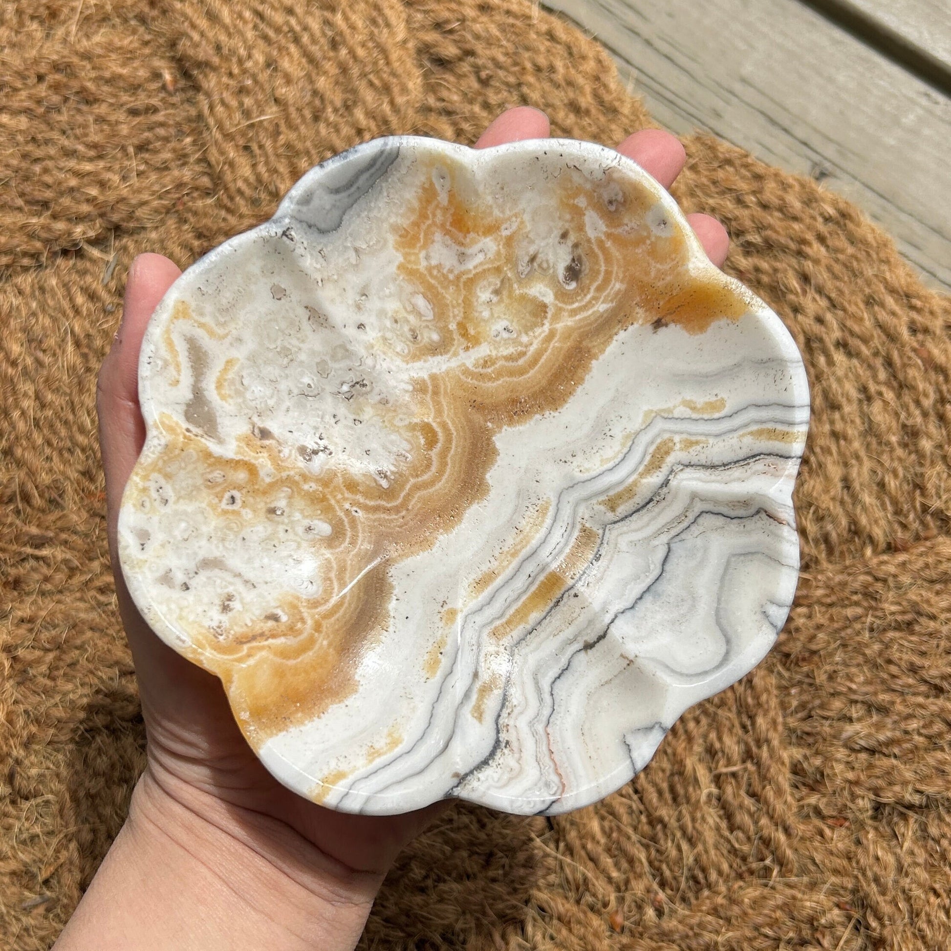 White Onyx 'Margarita' Polished Plate from Mexico