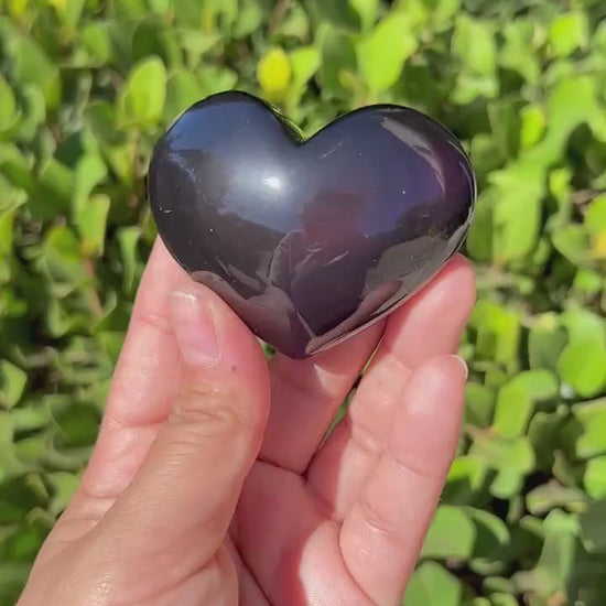 Natural Purple Sheen Obsidian Polished Heart Carving from Mexico